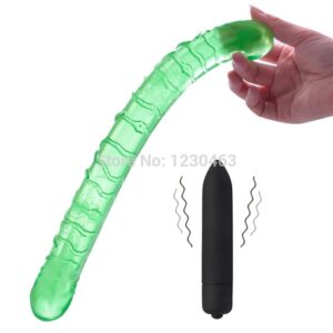 Double Realistic Dildo with 10 Modes Bullet Vibrator