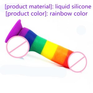 Rainbow color Realistic Huge Penis Powerful Suction Cup Silicone Dildo Vagina G point  Massager Adult Sex Toys For Women With