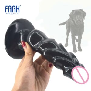 FAAK animal dog dildo curved strong suction fake penis ribbed dick extreme stimulate g-spot sex toys for women sex products