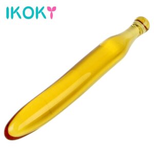 IKOKY Huge Big Dildo Masturbator for Women G-spot Massage Banana Fake Penis Anal Plug Vegetable Sex Toys Crystal Glass Dildo