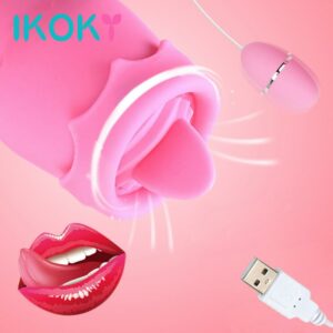 IKOKY Tongue Vibrators 11 Modes USB Power Vibrating Egg G-spot Massage Oral Licking Clitoris Stimulator Sex Toys for Women